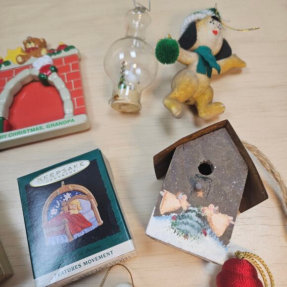 Lot of 12 Christmas Ornaments Felt Storage Bag 3 Keepsake Disney Mouse Puppy - Picture 5 of 9